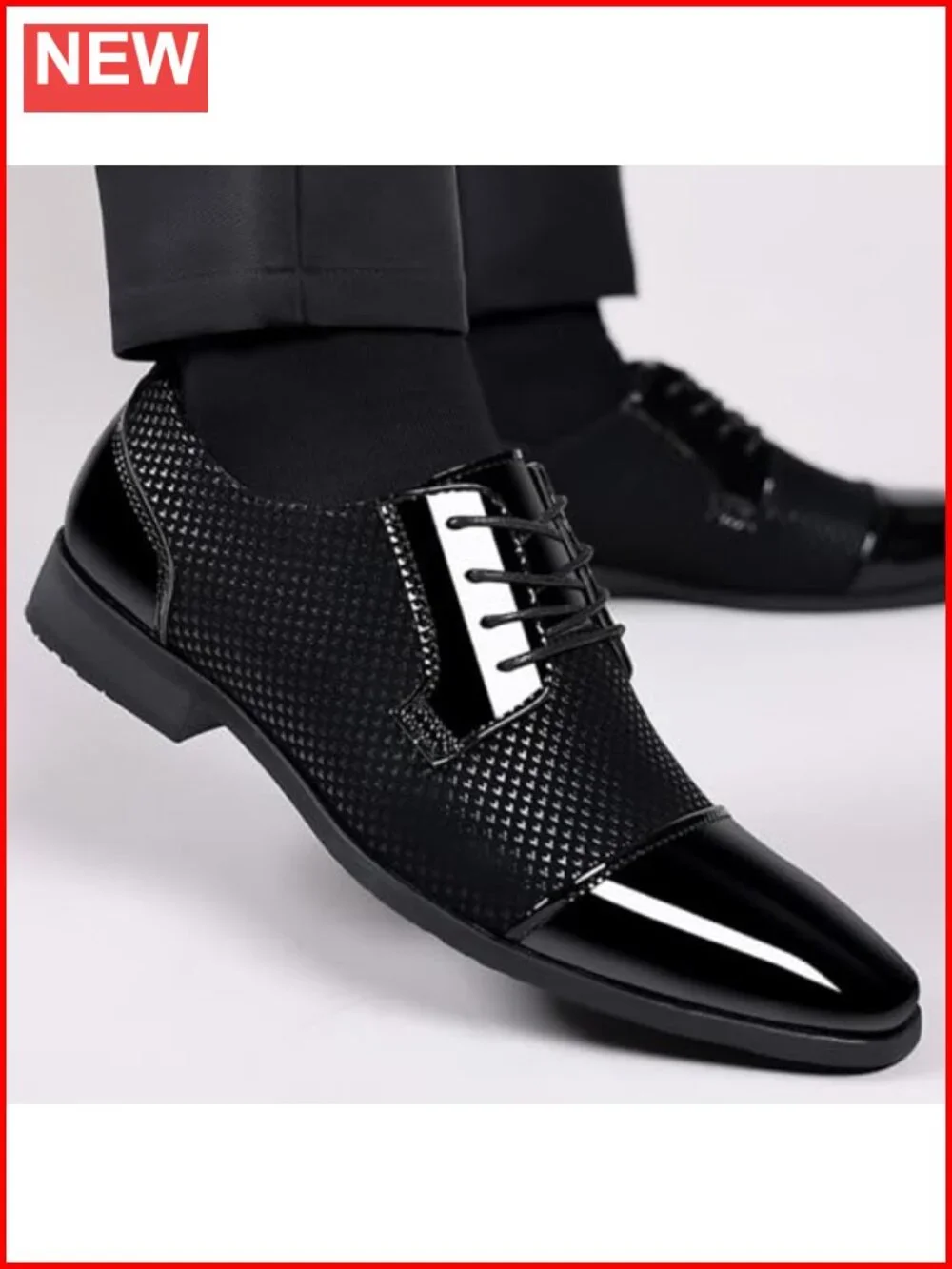 Patent Leather Oxfords Lace-up Formal Tuxedo Wedding Business Derby Shoes Cap
